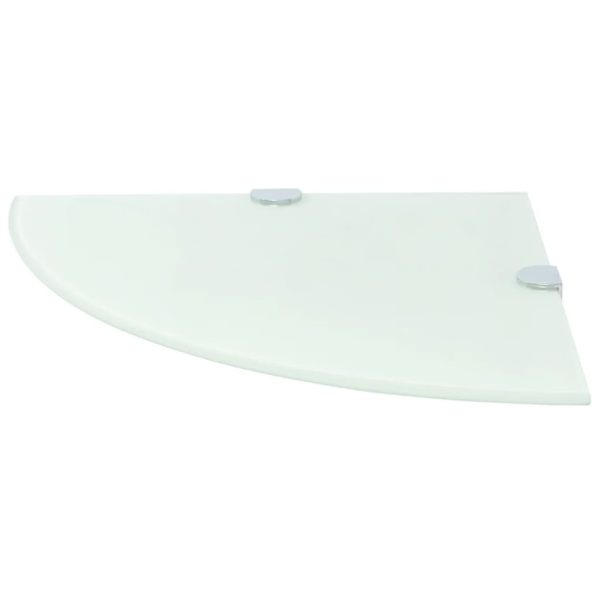 Prateleiras canto 2 pcs suportes cromados 25x25cm vidro branco - Image 3