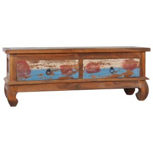 Móvel de TV 110x35x40 cm madeira de teca recuperada