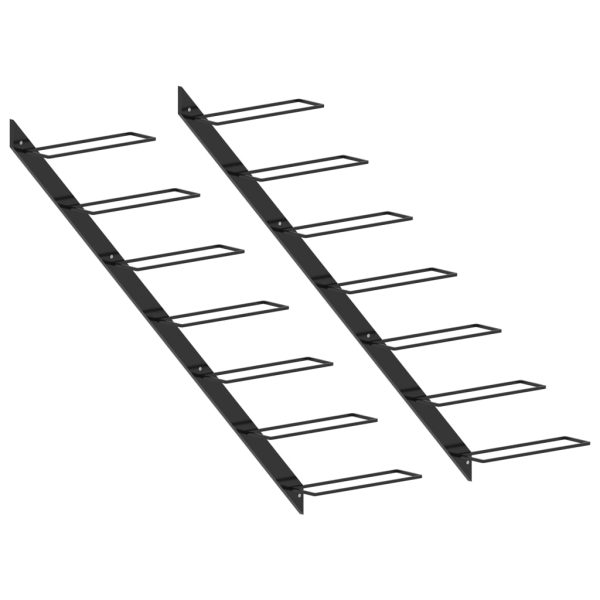 Garrafeiras de parede para 14 garrafas 2 pcs metal preto - Image 2
