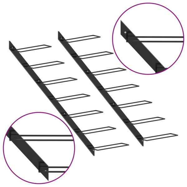 Garrafeiras de parede para 14 garrafas 2 pcs metal preto - Image 4