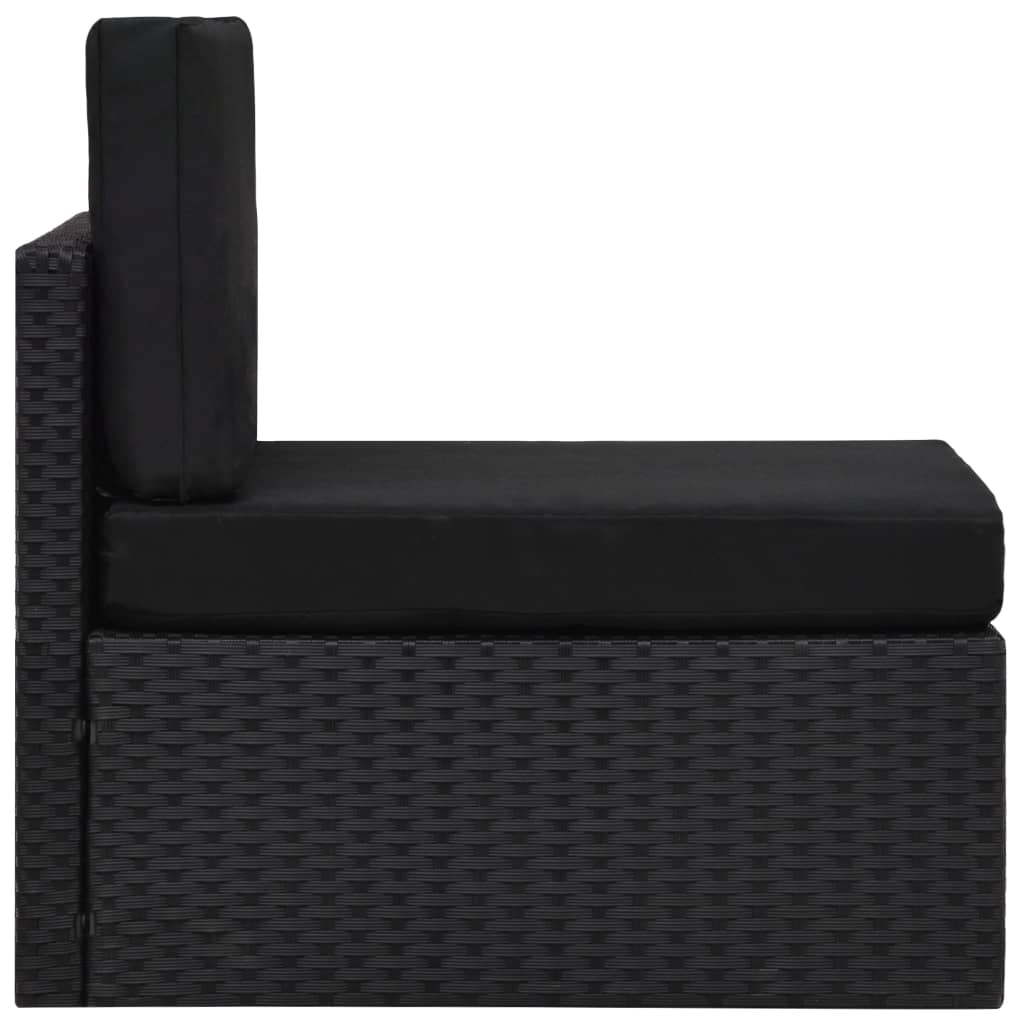 4 pcs conjunto lounge para jardim vime PE preto - Image 11