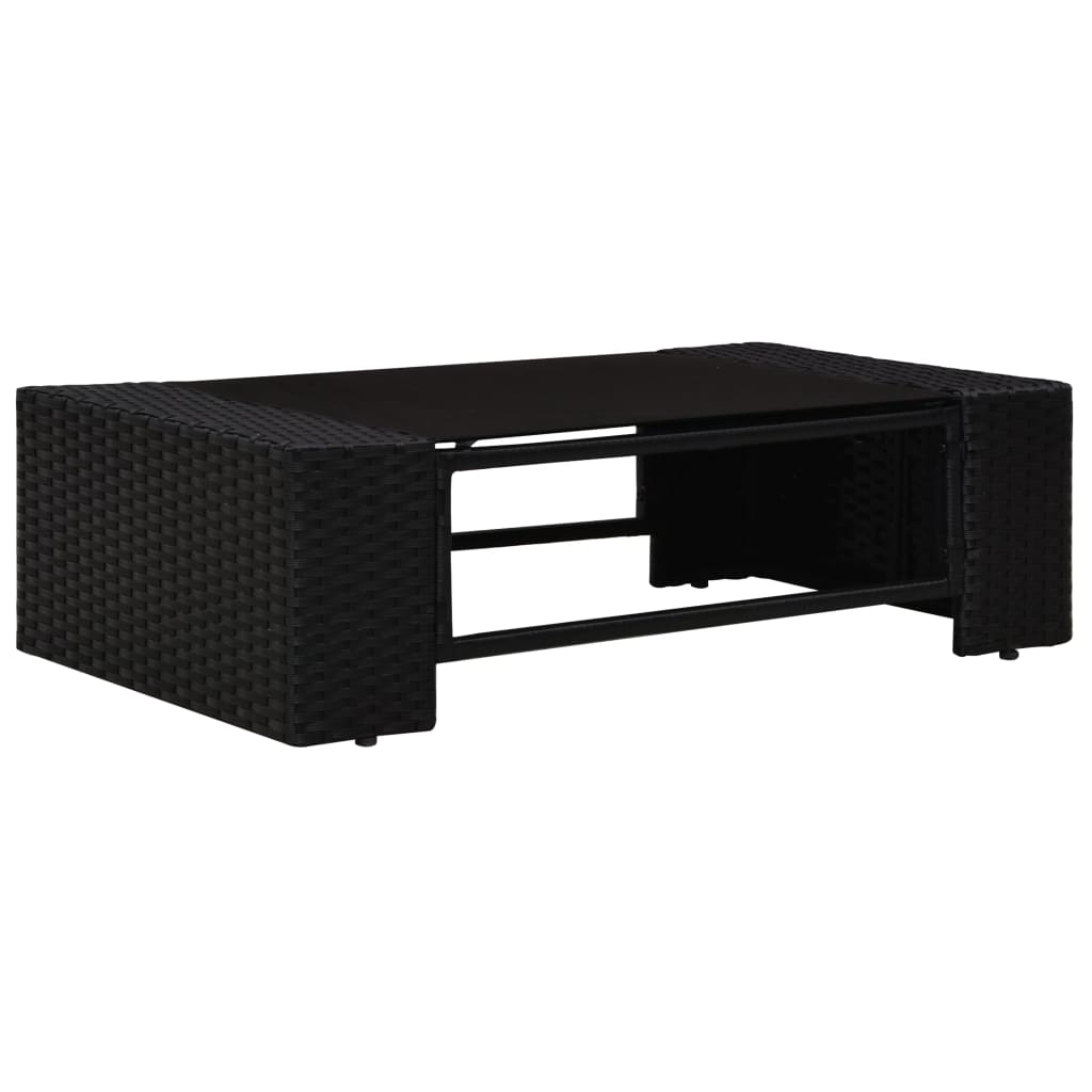 4 pcs conjunto lounge para jardim vime PE preto - Image 3