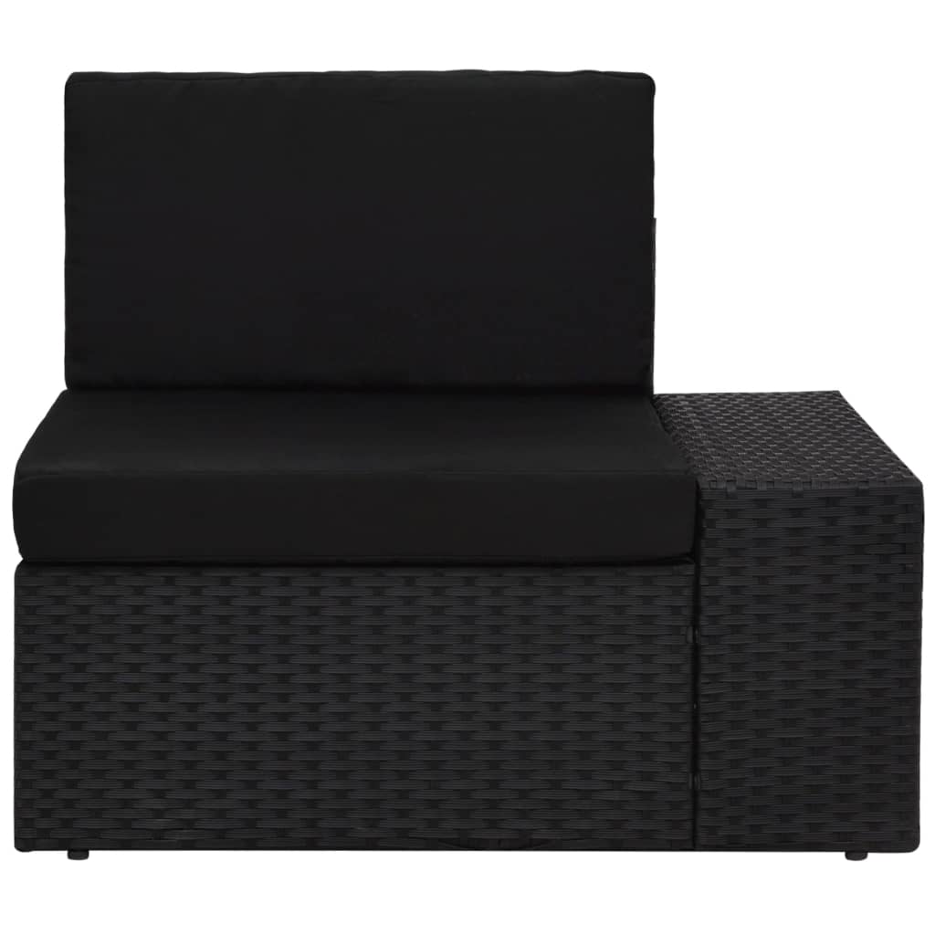 4 pcs conjunto lounge para jardim vime PE preto - Image 6