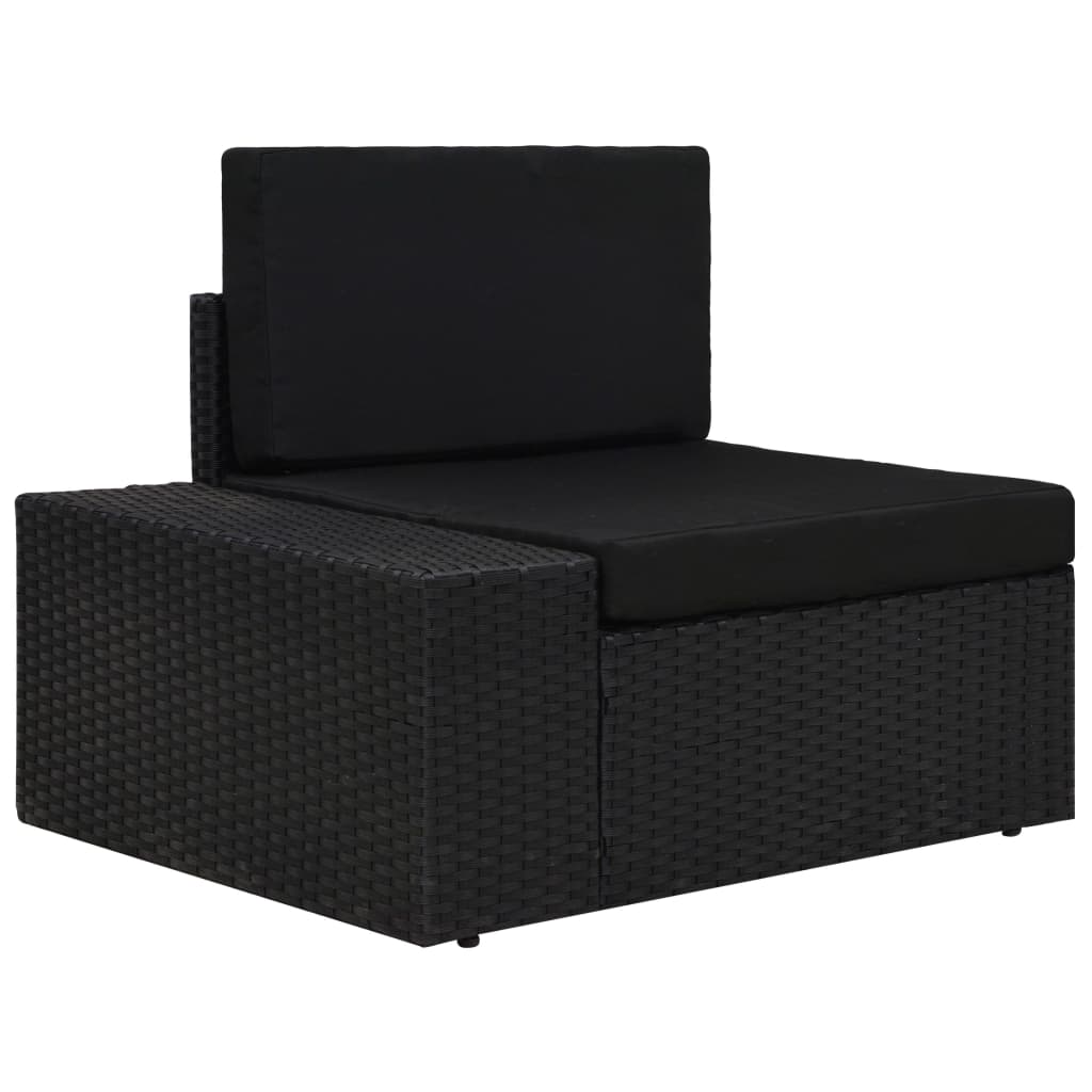 4 pcs conjunto lounge para jardim vime PE preto - Image 7