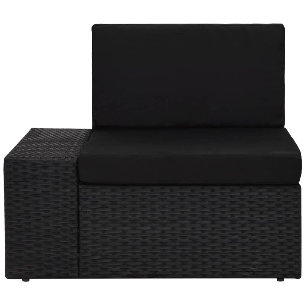 4 pcs conjunto lounge para jardim vime PE preto - Image 8