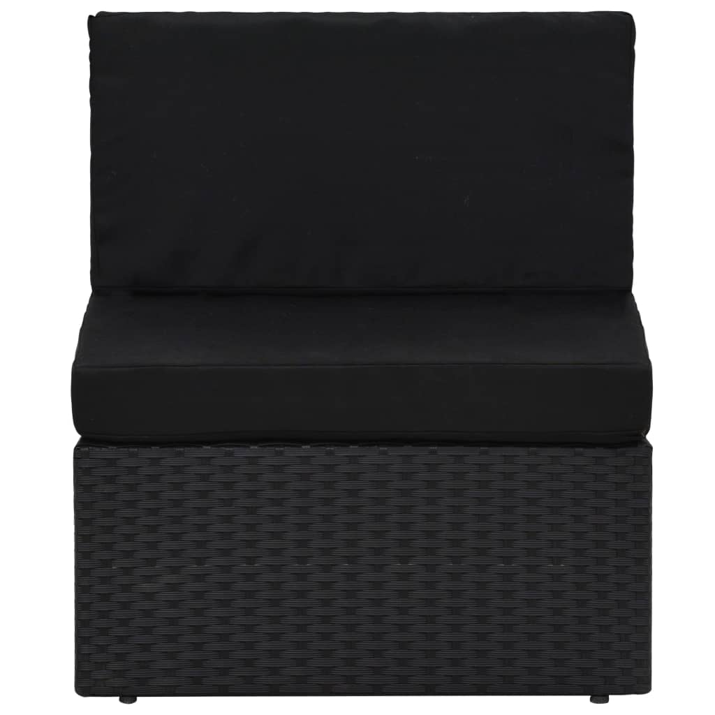 4 pcs conjunto lounge para jardim vime PE preto - Image 10