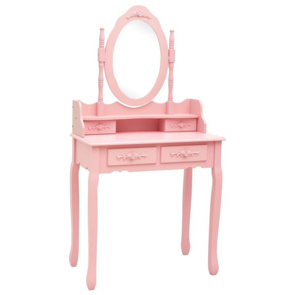 Conj. toucador com banco 75x69x140 cm madeira paulownia rosa - Image 2