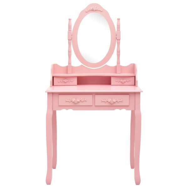 Conj. toucador com banco 75x69x140 cm madeira paulownia rosa - Image 3