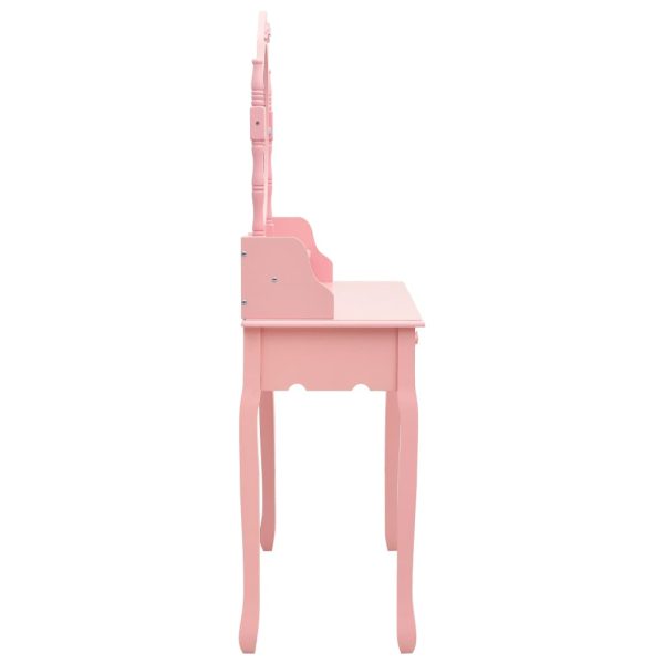 Conj. toucador com banco 75x69x140 cm madeira paulownia rosa - Image 4