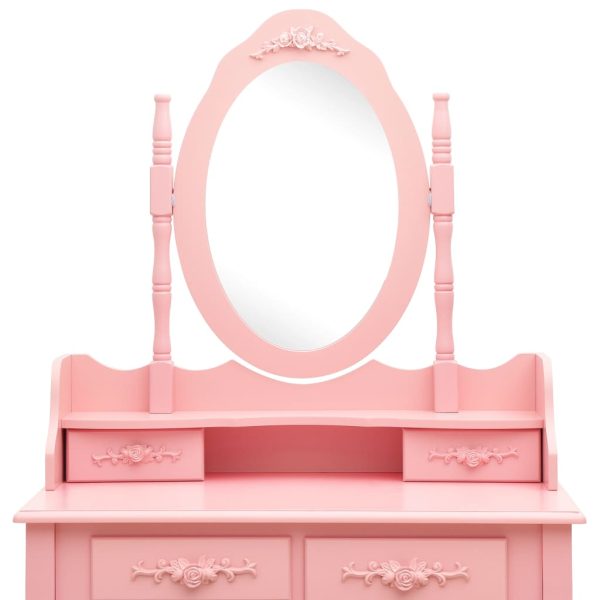Conj. toucador com banco 75x69x140 cm madeira paulownia rosa - Image 6