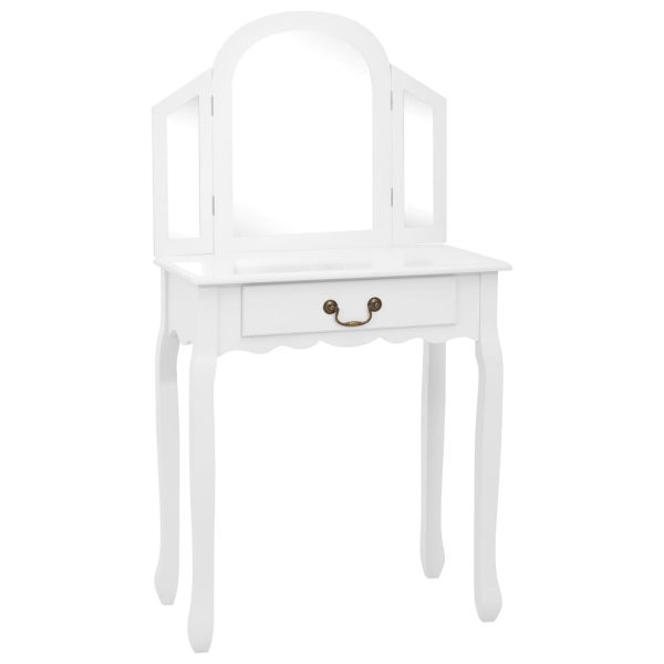 Toucador c/ banco 65x36x128 cm MDF e madeira paulownia branco - Image 2