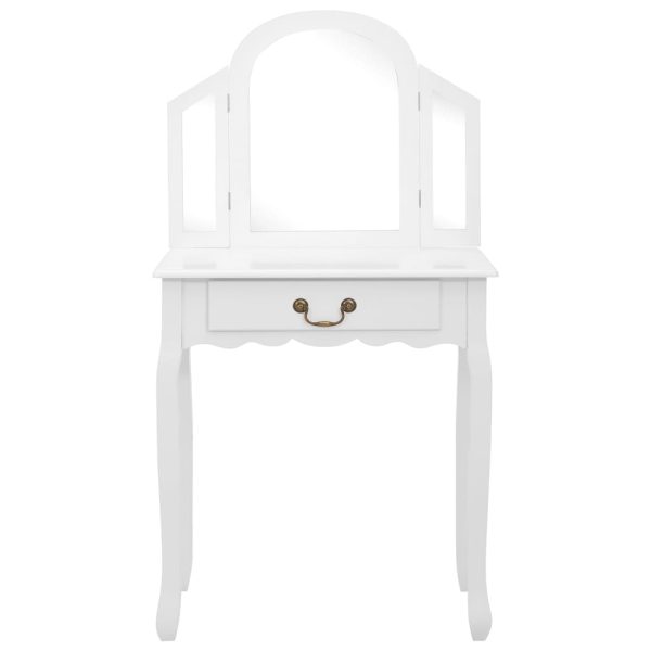 Toucador c/ banco 65x36x128 cm MDF e madeira paulownia branco - Image 3