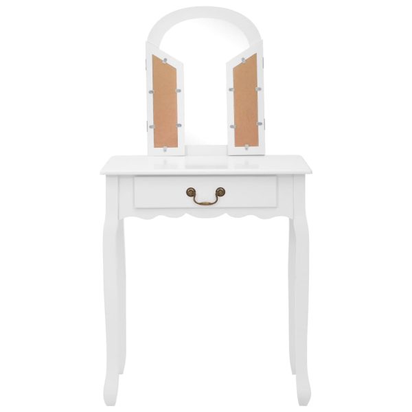 Toucador c/ banco 65x36x128 cm MDF e madeira paulownia branco - Image 4