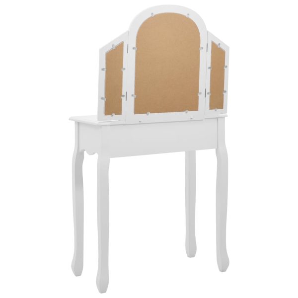 Toucador c/ banco 65x36x128 cm MDF e madeira paulownia branco - Image 6