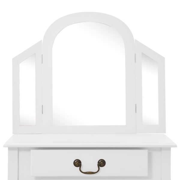 Toucador c/ banco 65x36x128 cm MDF e madeira paulownia branco - Image 7