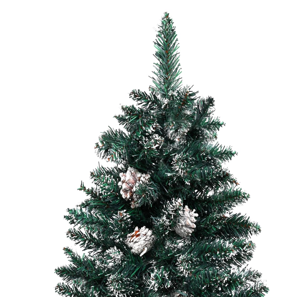 Árvore de Natal fina madeira genuína e neve branca 210 cm verde - Image 3