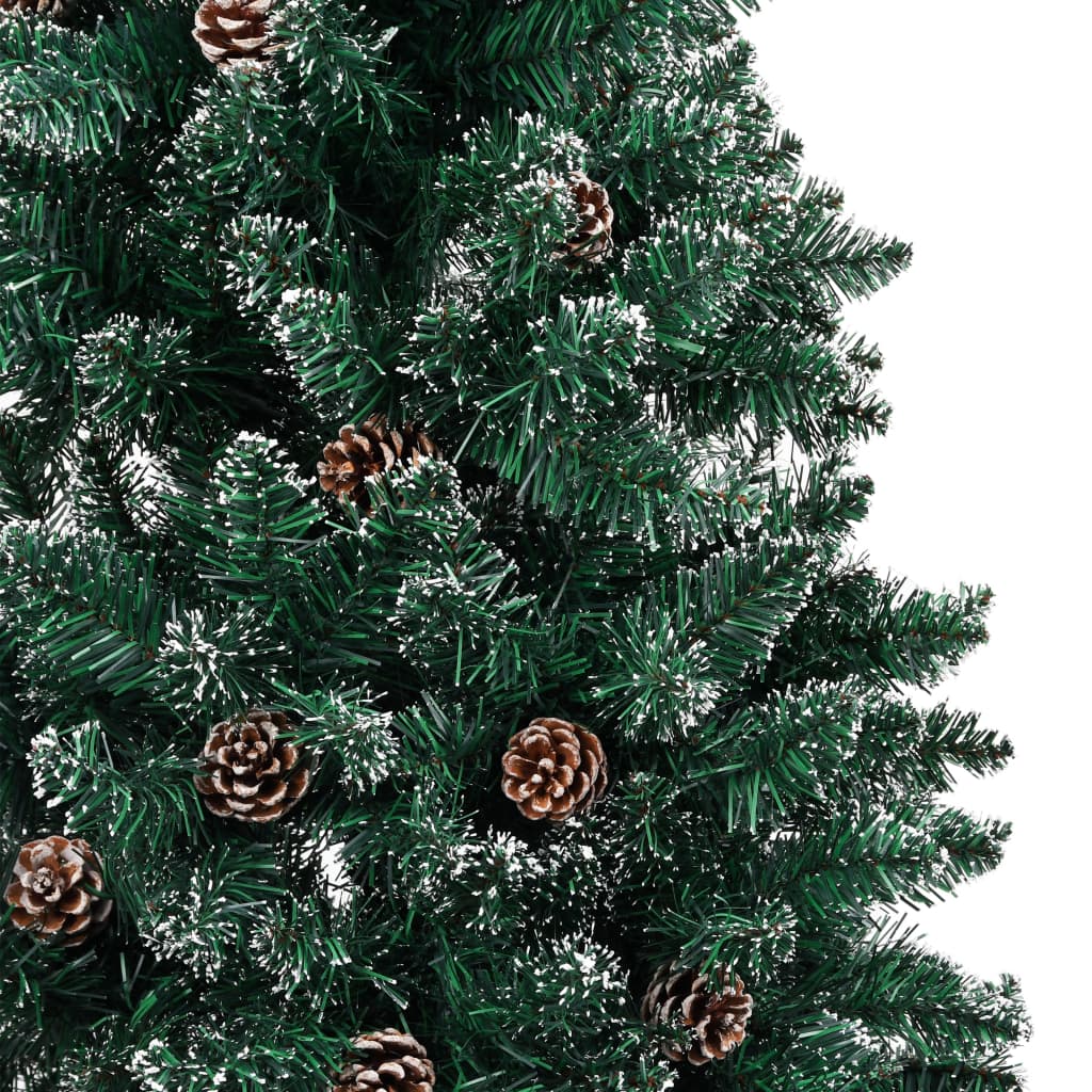 Árvore de Natal fina madeira genuína e neve branca 210 cm verde - Image 4