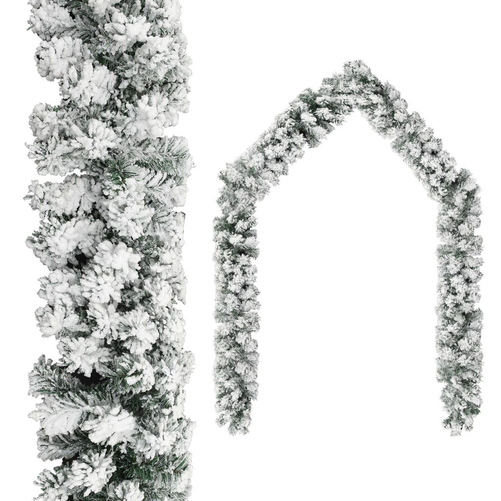 Grinalda de Natal com neve 10 m PVC verde