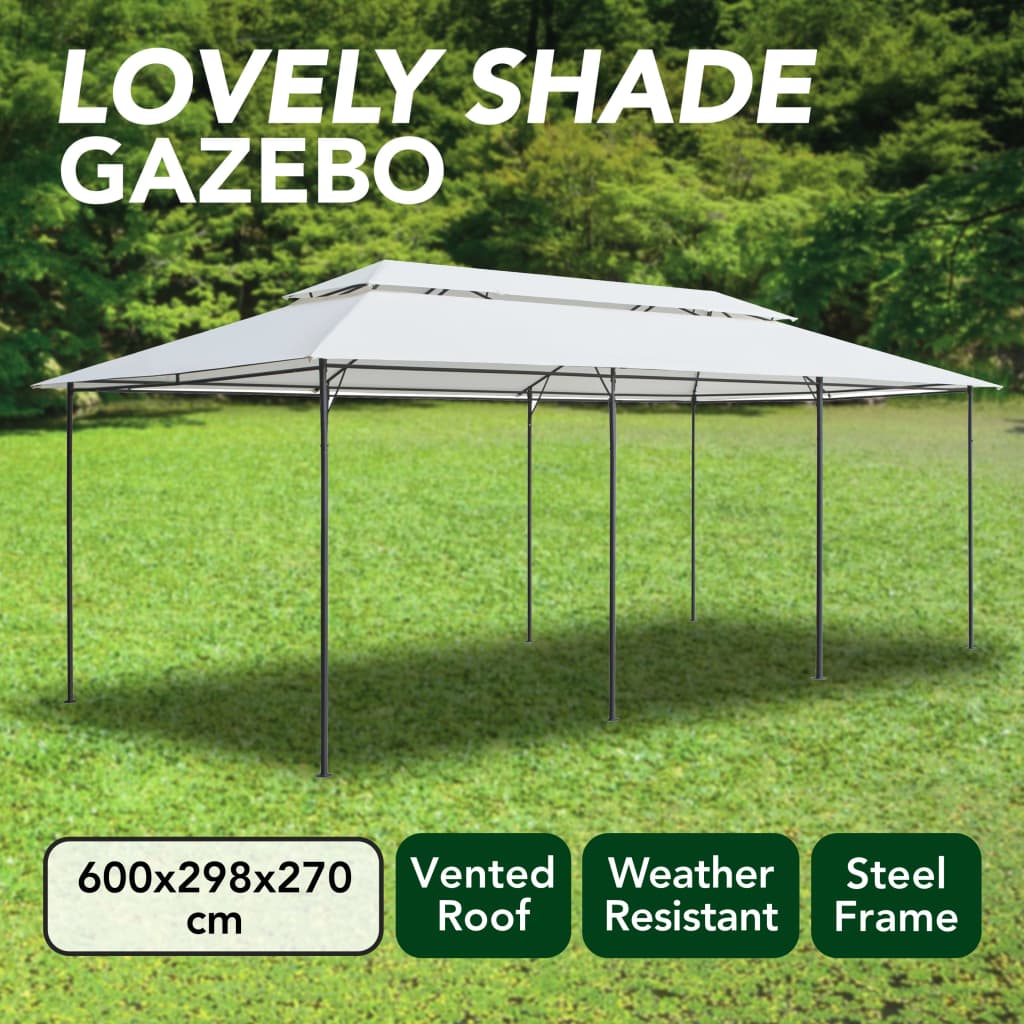 Gazebo 600x298x270 cm 180g/m² branco - Image 7