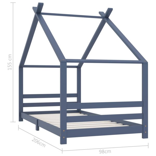 Estrutura de cama para crianças 90x200 cm pinho maciço cinzento - Image 7