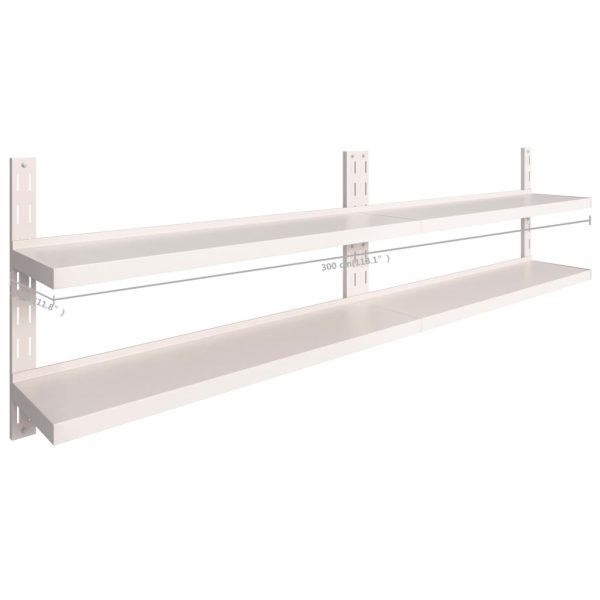 Prateleiras de parede suspensas 2 pcs 300x30 cm aço inoxidável - Image 6