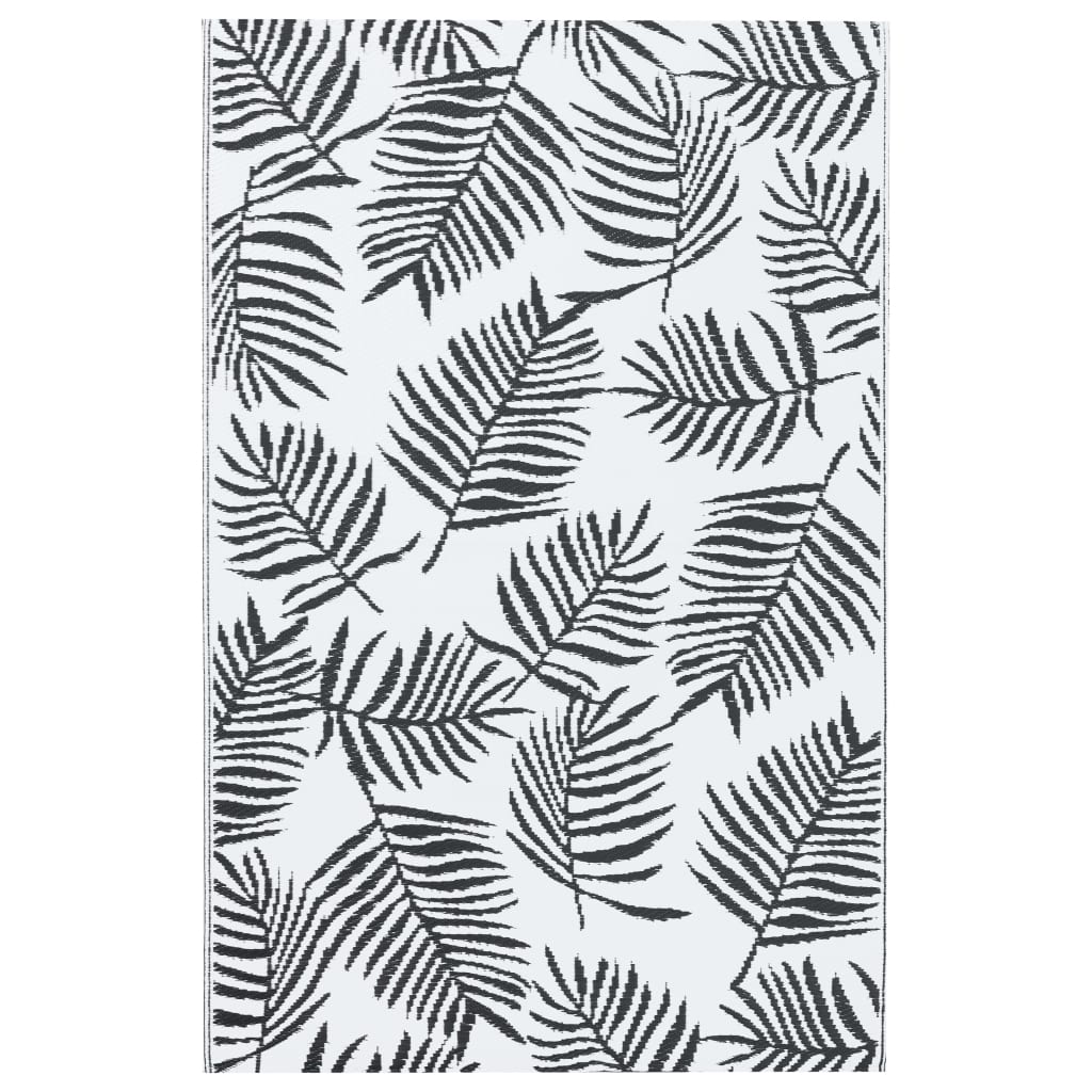 Tapete de exterior 190x290 cm PP branco e preto - Image 2