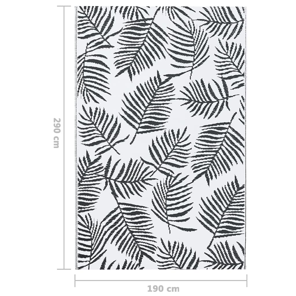 Tapete de exterior 190x290 cm PP branco e preto - Image 7