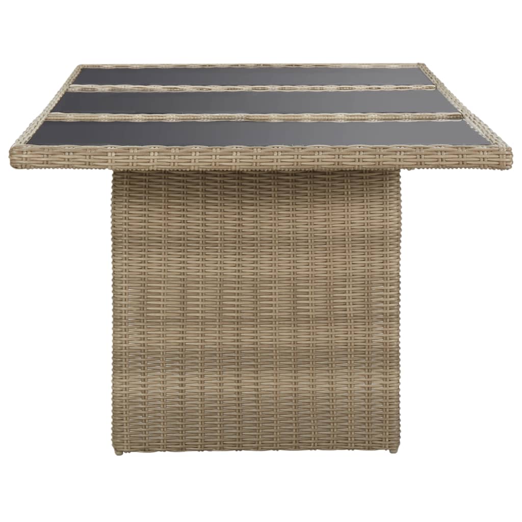 Mesa de jantar jardim 200x100x74 cm vidro e vime PE castanho - Image 3