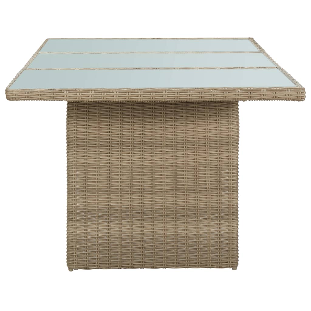 Mesa de jantar jardim 200x100x74 cm vidro e vime PE castanho - Image 3