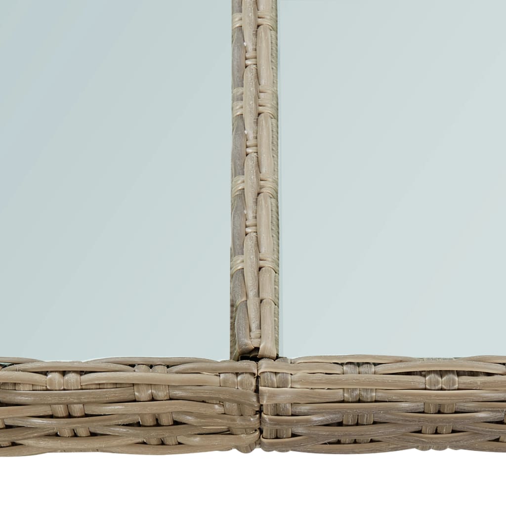 Mesa de jantar jardim 200x100x74 cm vidro e vime PE castanho - Image 5