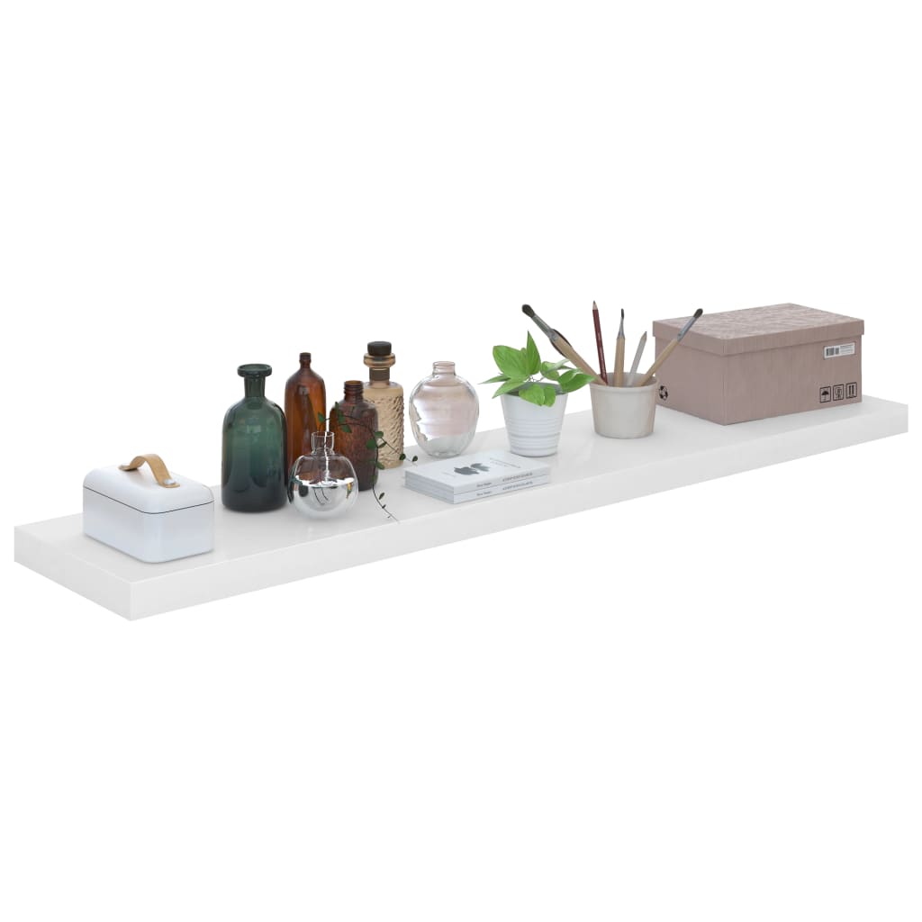 Prateleiras de parede suspensas 2 pcs 120x23,5x3,8cm MDF branco - Image 6