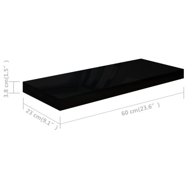 Prateleiras de parede suspensas 2 pcs 60x23,5x3,8 cm MDF preto - Image 7