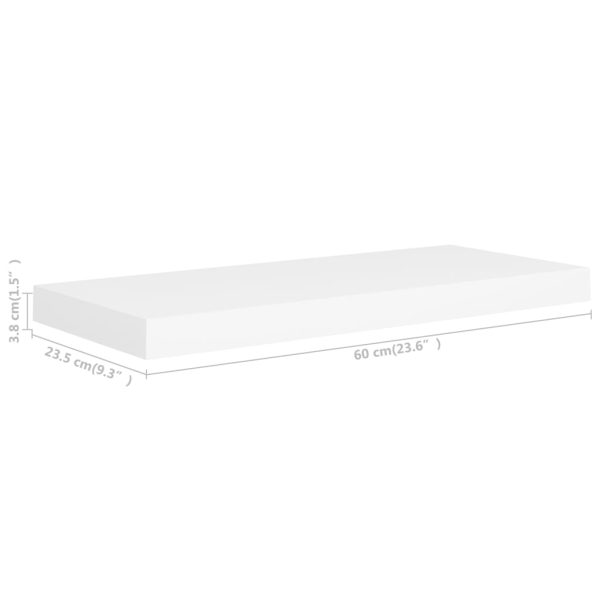 Prateleira de parede suspensa 60x23,5x3,8 cm MDF branco - Image 6