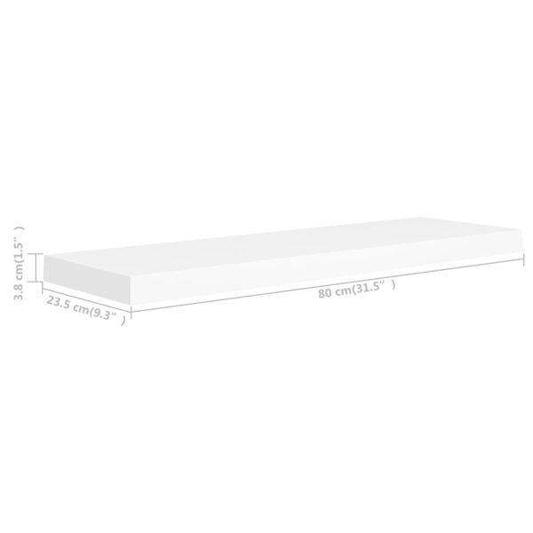 Prateleiras parede suspensas 2 pcs 80x23,5x3,8cm MDF branco - Image 7
