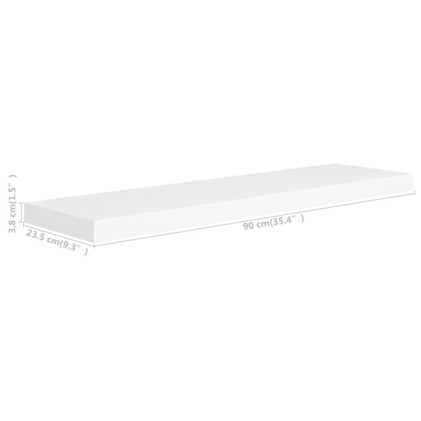 Prateleiras parede suspensas 4 pcs 90x23,5x3,8cm MDF branco - Image 7