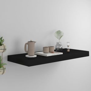 Prateleira de parede suspensa 60x23,5x3,8 cm MDF preto