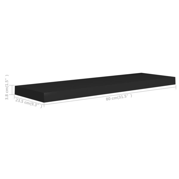 Prateleiras parede suspensas 2 pcs 80x23,5x3,8cm MDF preto - Image 7