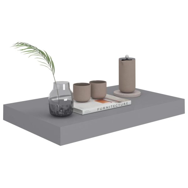 Prateleiras de parede suspensas 2 pcs 40x23x3,8cm MDF cinza - Image 2
