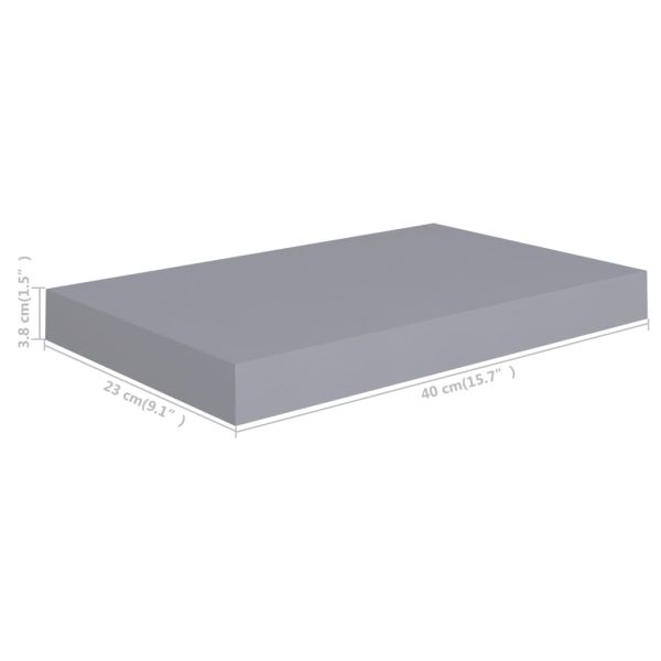 Prateleiras de parede suspensas 2 pcs 40x23x3,8cm MDF cinza - Image 7