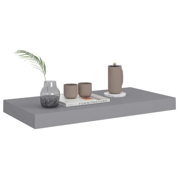 Prateleiras de parede suspensas 4 pcs 50x23x3,8cm MDF cinzento - Image 6