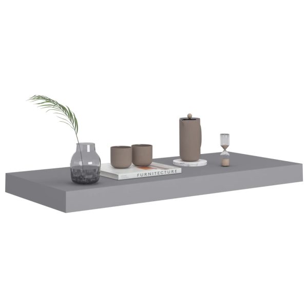 Prateleira de parede suspensa 60x23,5x3,8 cm MDF cinza - Image 2