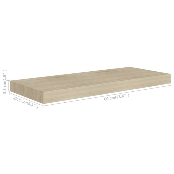 Prateleiras parede suspensas 2 pcs 60x23,5x3,8 cm MDF carvalho - Image 7