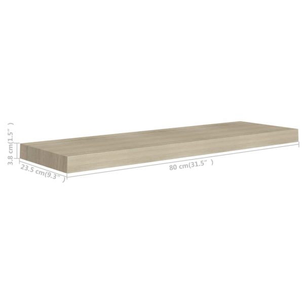 Prateleiras parede suspensas 2 pcs 80x23,5x3,8cm MDF carvalho - Image 7