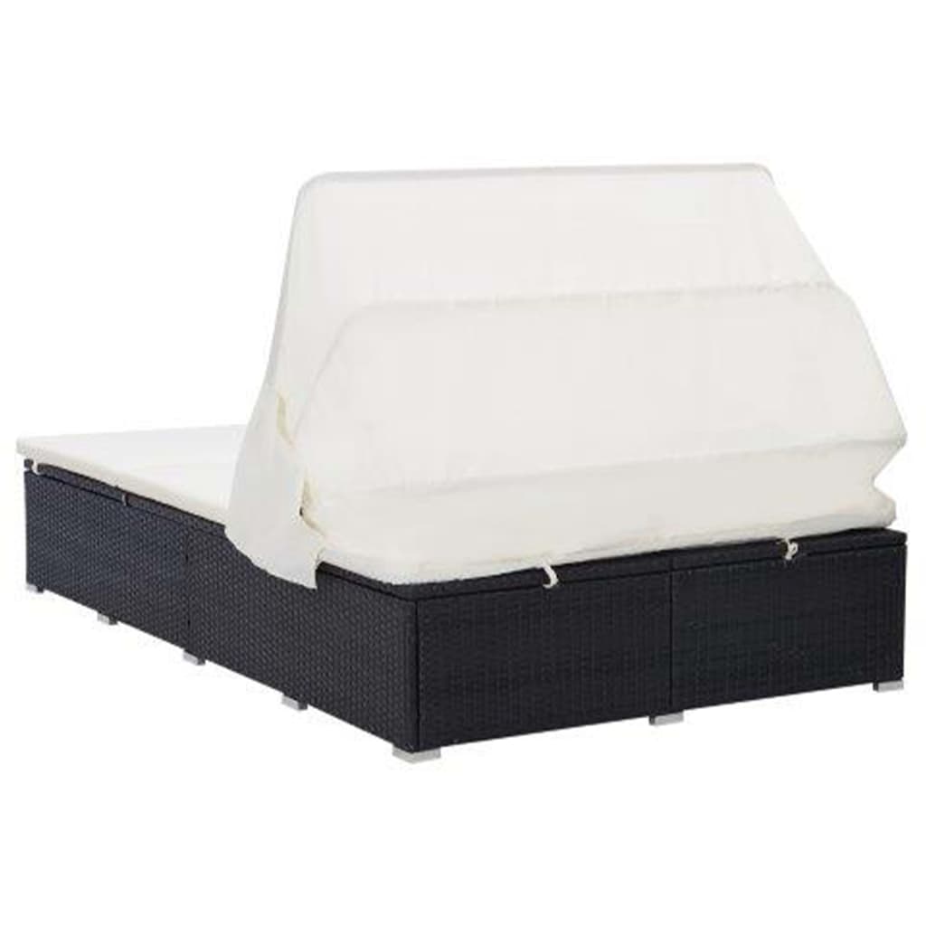 Espreguiçadeira para 2 pessoas com almofadão vime PE preto - Image 6