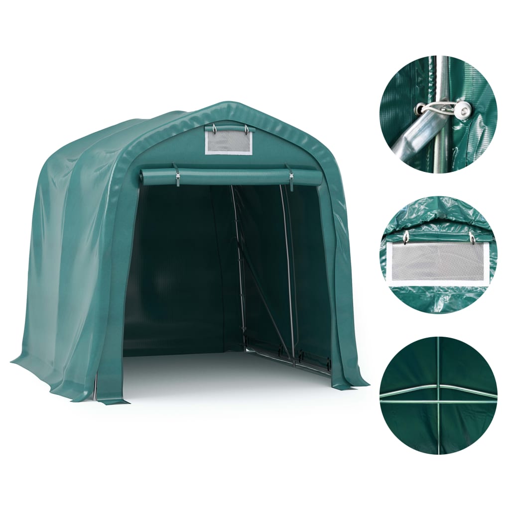 Tenda de garagem em PVC 1,6x2,4 m verde - Image 5