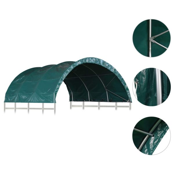 Tenda para gado PVC 3,7x3,7 m verde - Image 4