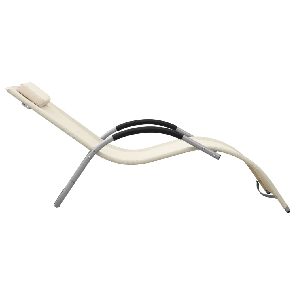 Espreguiçadeira textilene cor creme e cinzento - Image 3