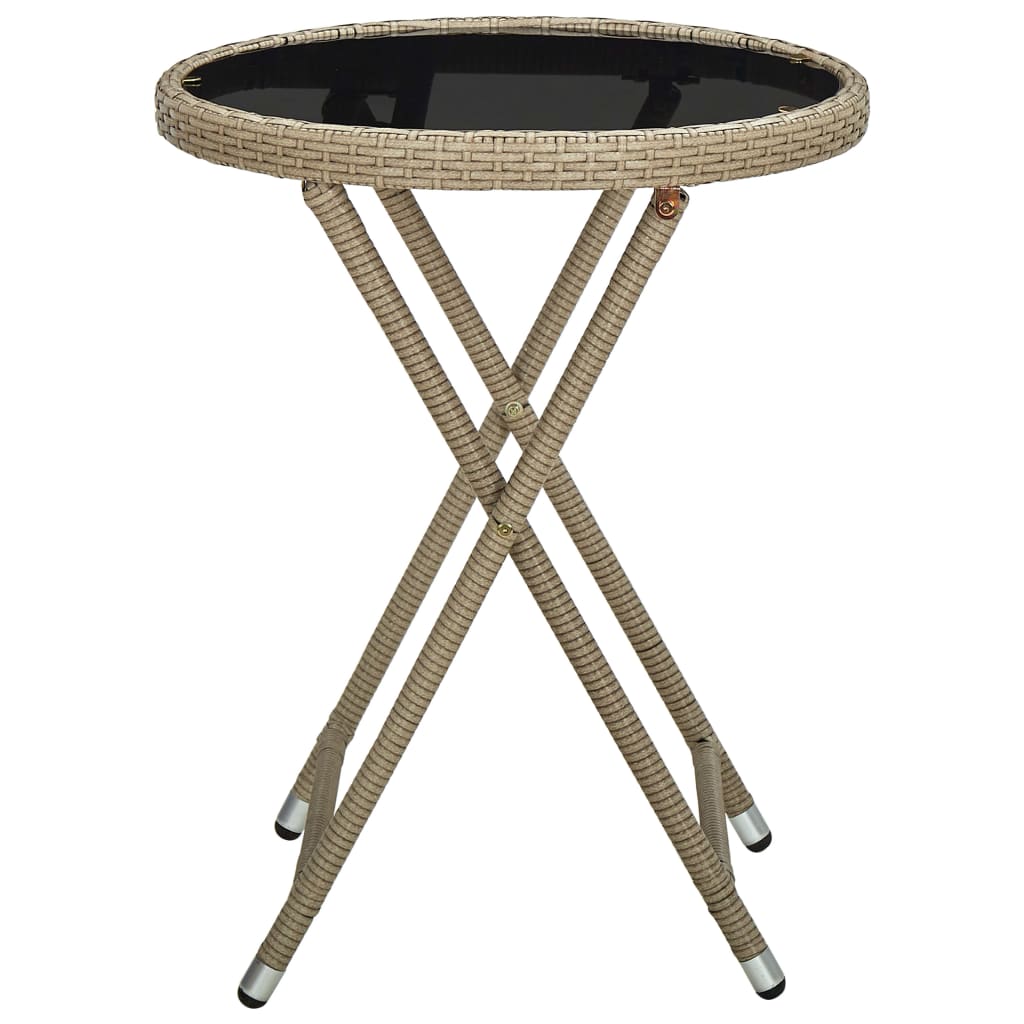Mesa de chá 60 cm vime PE e vidro temperado bege - Image 2