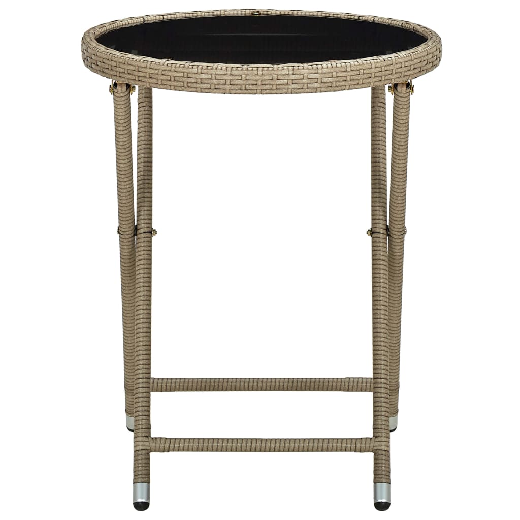 Mesa de chá 60 cm vime PE e vidro temperado bege - Image 3