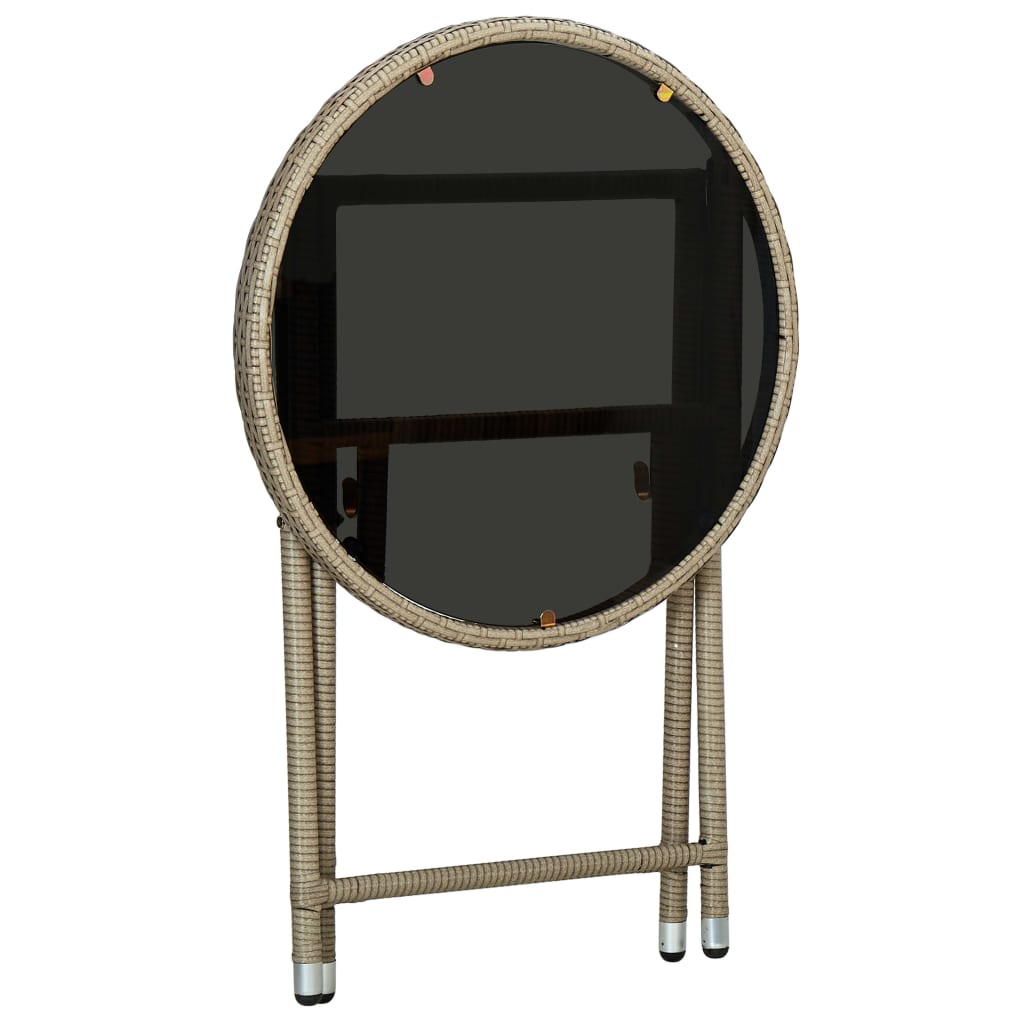 Mesa de chá 60 cm vime PE e vidro temperado bege - Image 4